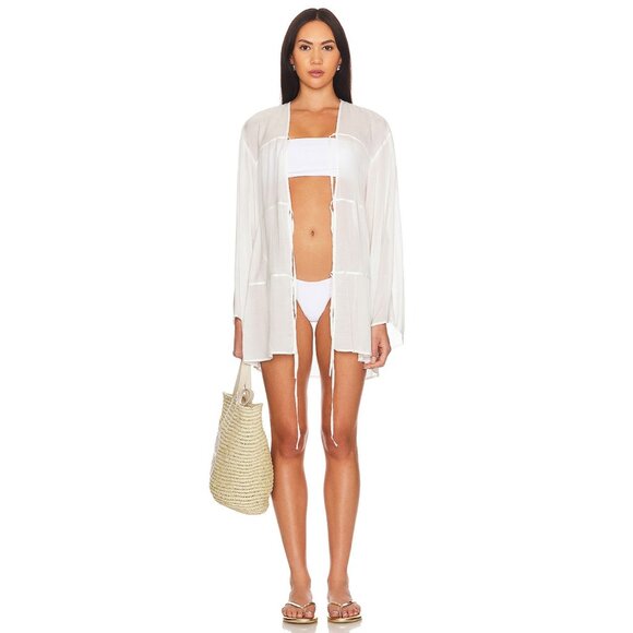 Bondi Born Tivoli Cover Up Mini Dress in White - Picture 2 of 4